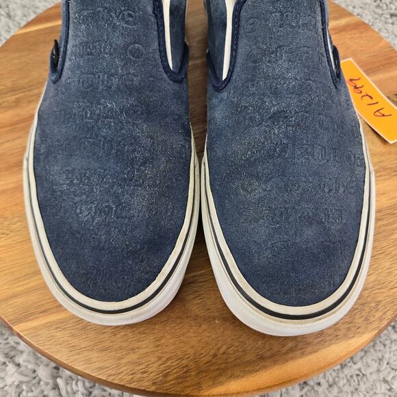Vans Classic Slip On Deboss OTW Navy Suede Leather Casual Daily Sneaker Mens 8.5 - Picture 5 of 12